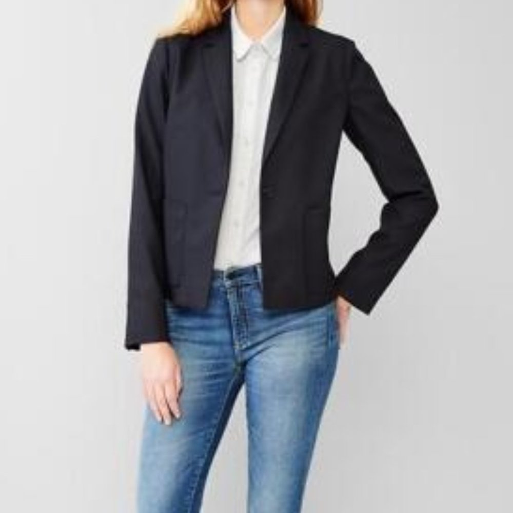 GAP Women's Basket Weave Blazer One Button Jacket Black 6T New